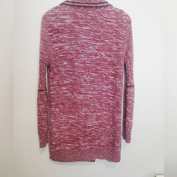 Volcom Nord It Up Skater Duster Cable Knit Long Cardigan Sweater Burgundy Medium - Picture 8 of 11